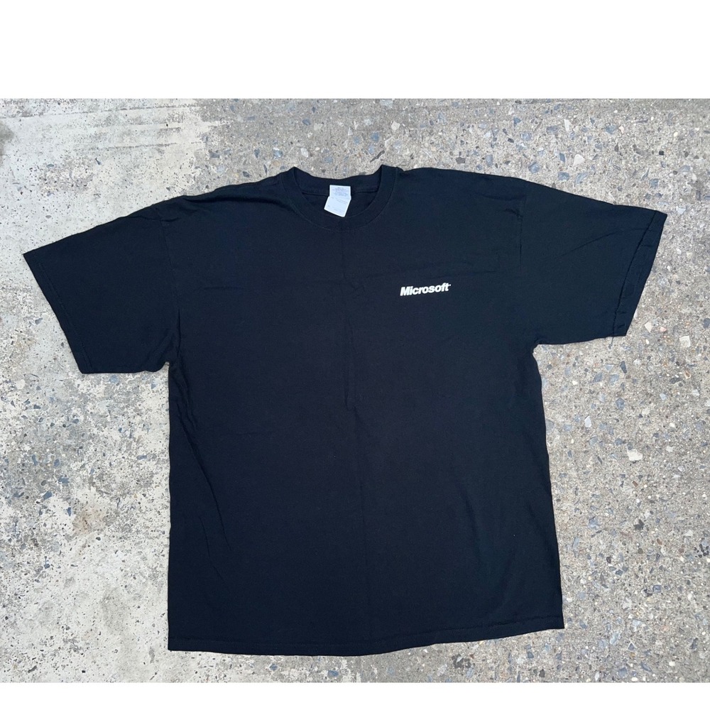 Vintage Microsoft Windows 7 The New Efficiency Shirt Mens XL Black Tech Promo